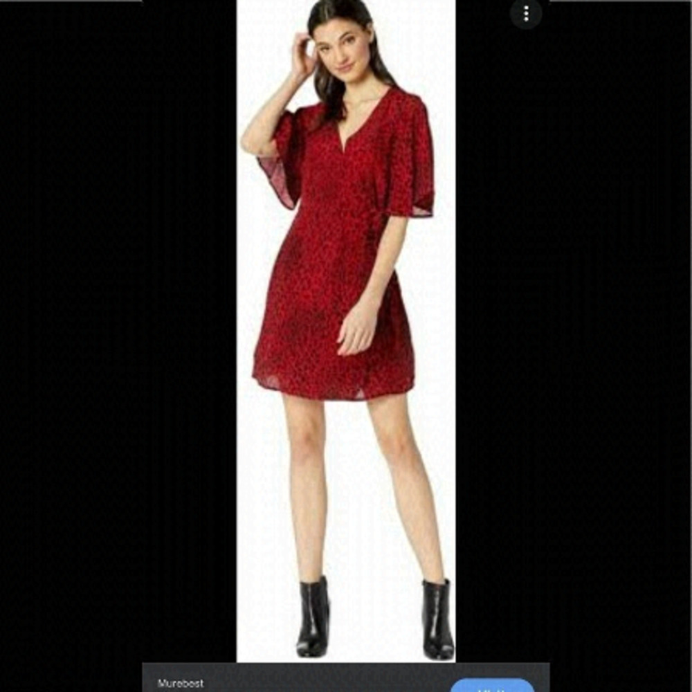 SANCTUARY Girl On Fire Red Faux Wrap Animal Print XS